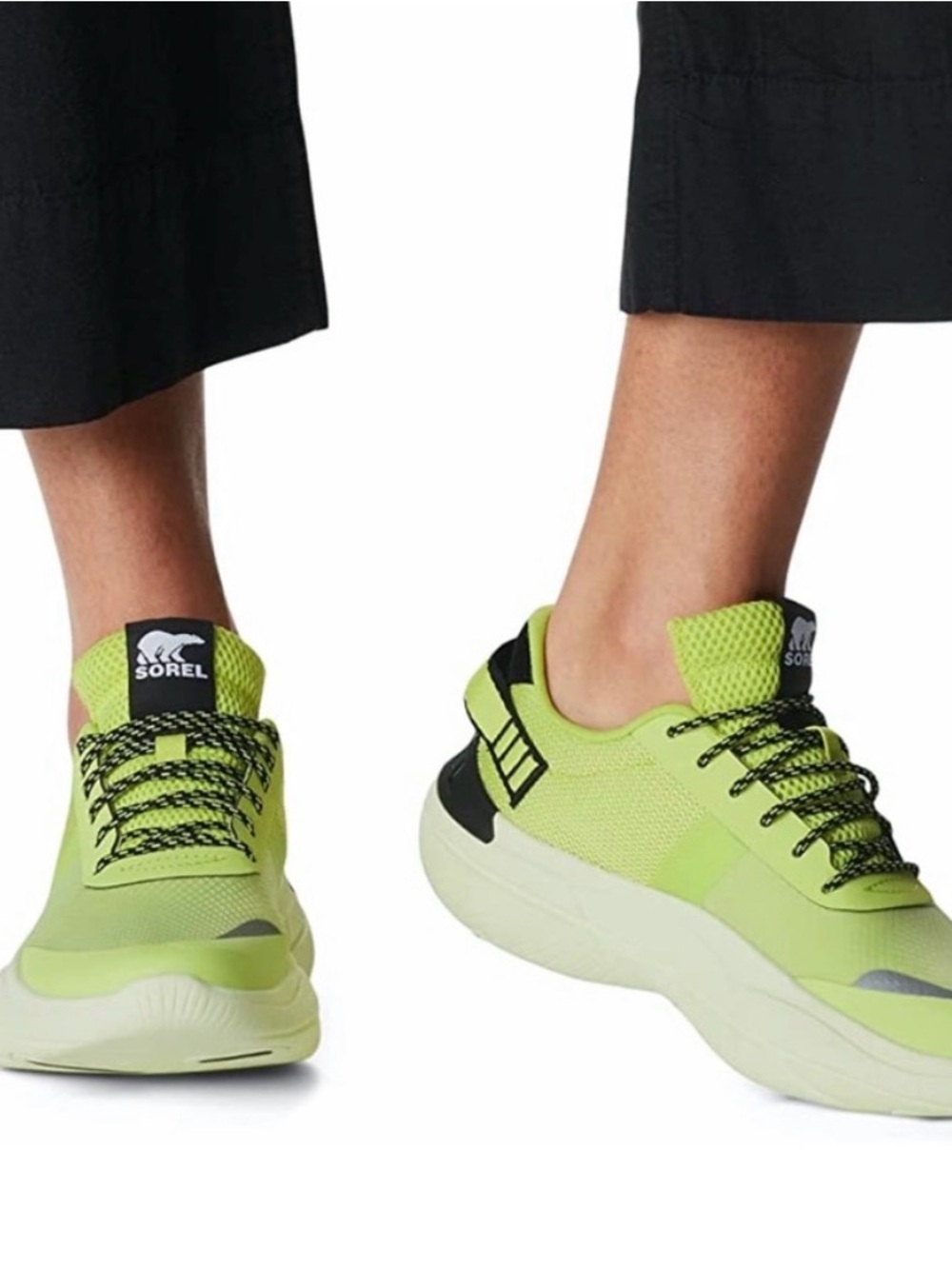Sorel Neon Lime and Black Mesh Sneaker